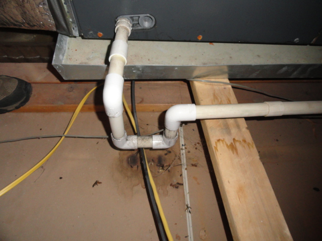 Furnace condensate drain line leaking during a Jackson home inspection