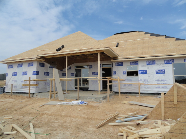 Rear view of a home being built in Madison, Mississippi